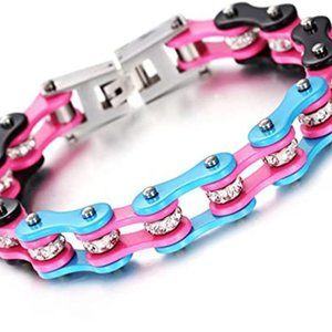 Motorcycle Bicycle Chain Bracelet Punk Curb Link Bracelet, Stainless Steel